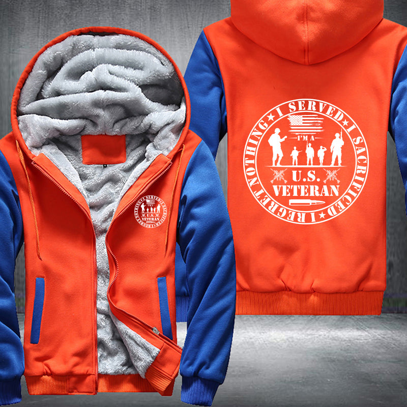 U.S. Veteran Service Badge fleece jacket in Orange Blue, product view