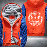 Thumbnail for U.S. Veteran Service Badge fleece jacket in Orange Blue, product view