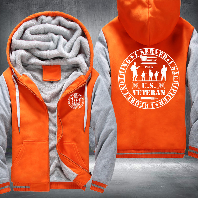 U.S. Veteran Service Badge fleece jacket in Orange Grey, product view