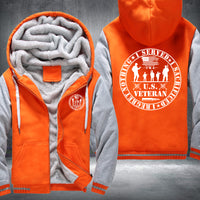 Thumbnail for U.S. Veteran Service Badge fleece jacket in Orange Grey, product view