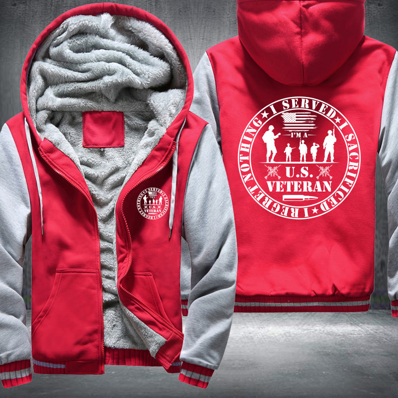 U.S. Veteran Service Badge fleece jacket in Red Grey, product view