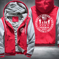 Thumbnail for U.S. Veteran Service Badge fleece jacket in Red Grey, product view