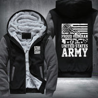 Thumbnail for Proud U.S. Army Veteran Flag fleece jacket in Black Grey, product view