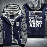 Thumbnail for Proud U.S. Army Veteran Flag fleece jacket in Blue Camo, product view