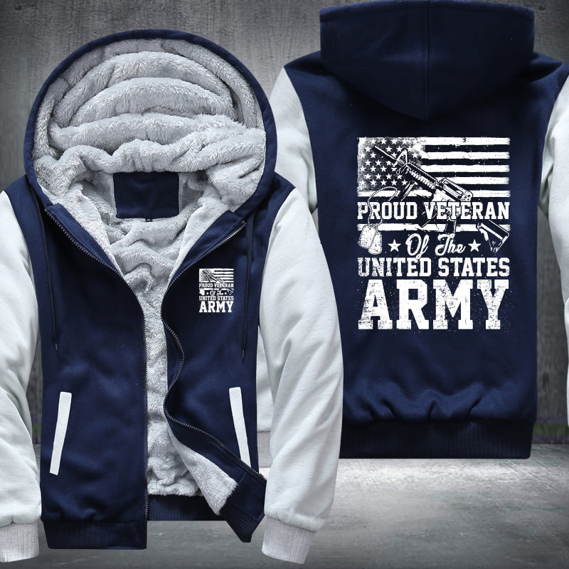 Proud U.S. Army Veteran Flag fleece jacket in Blue White, product view