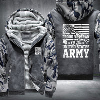 Thumbnail for Proud U.S. Army Veteran Flag fleece jacket in Grey Camo, product view
