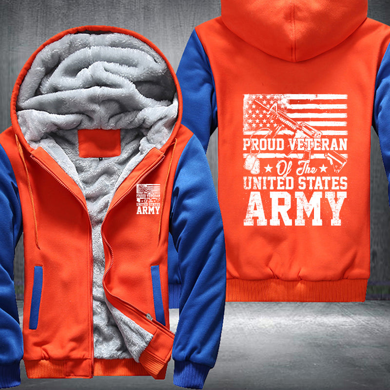 Proud U.S. Army Veteran Flag fleece jacket in Orange Blue, product view