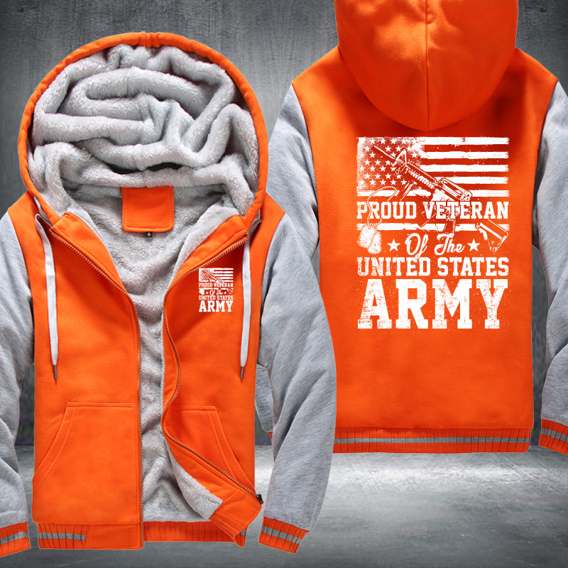 Proud U.S. Army Veteran Flag fleece jacket in Orange Grey, product view