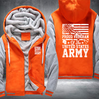 Thumbnail for Proud U.S. Army Veteran Flag fleece jacket in Orange Grey, product view