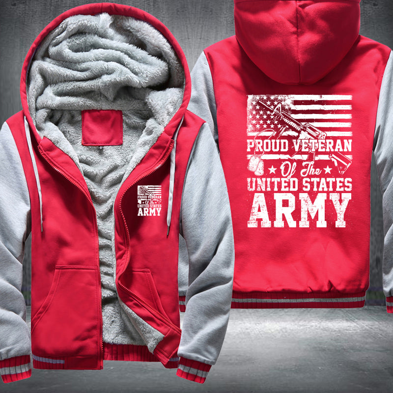 Proud U.S. Army Veteran Flag fleece jacket in Red Grey, product view