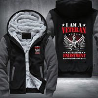 Thumbnail for I Am a Veteran Enlistment Eagle fleece jacket in Black Grey, product view