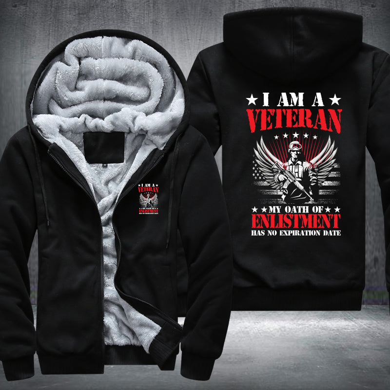 I Am a Veteran Enlistment Eagle fleece jacket in Black, product view