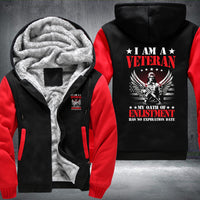 Thumbnail for I Am a Veteran Enlistment Eagle fleece jacket in Black Red, product view