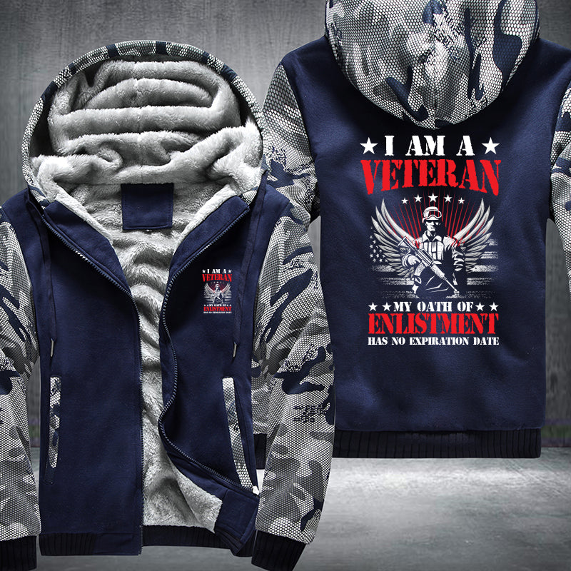 I Am a Veteran Enlistment Eagle fleece jacket in Blue Camo, product view