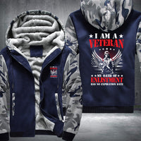 Thumbnail for I Am a Veteran Enlistment Eagle fleece jacket in Blue Camo, product view