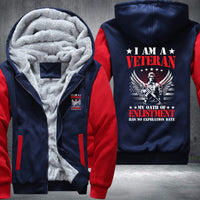 Thumbnail for I Am a Veteran Enlistment Eagle fleece jacket in Blue Red, product view