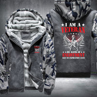 Thumbnail for I Am a Veteran Enlistment Eagle fleece jacket in Grey Camo, product view