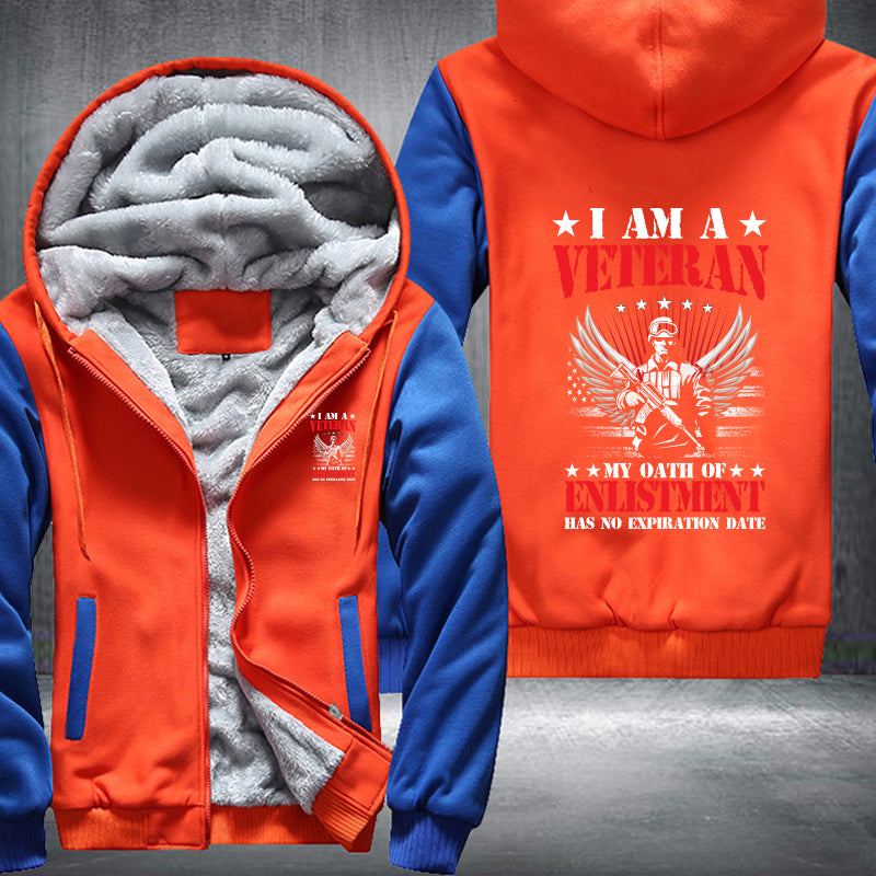 I Am a Veteran Enlistment Eagle fleece jacket in Orange Blue, product view