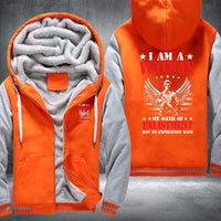 Thumbnail for I Am a Veteran Enlistment Eagle fleece jacket in Orange Grey, product view