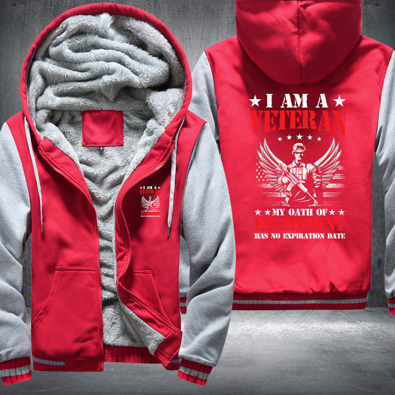 I Am a Veteran Enlistment Eagle fleece jacket in Red Grey, product view