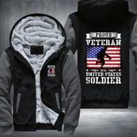 Thumbnail for Proud Veteran U.S. Soldier Flag fleece jacket in Black Grey, product view