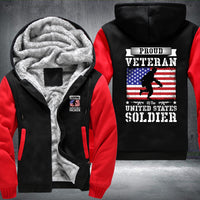 Thumbnail for Proud Veteran U.S. Soldier Flag fleece jacket in Black Red, product view