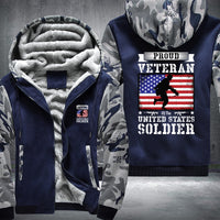 Thumbnail for Proud Veteran U.S. Soldier Flag fleece jacket in Blue Camo, product view