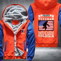 Thumbnail for Proud Veteran U.S. Soldier Flag fleece jacket in Orange Blue, product view