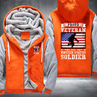 Thumbnail for Proud Veteran U.S. Soldier Flag fleece jacket in Orange Grey, product view