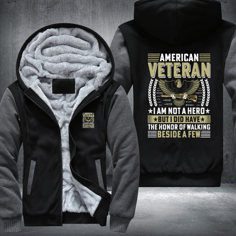 American Veteran I Am Not a Hero fleece jacket in Black Grey, product view