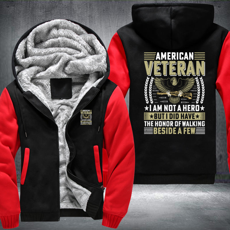 American Veteran I Am Not a Hero fleece jacket in Black Red, product view