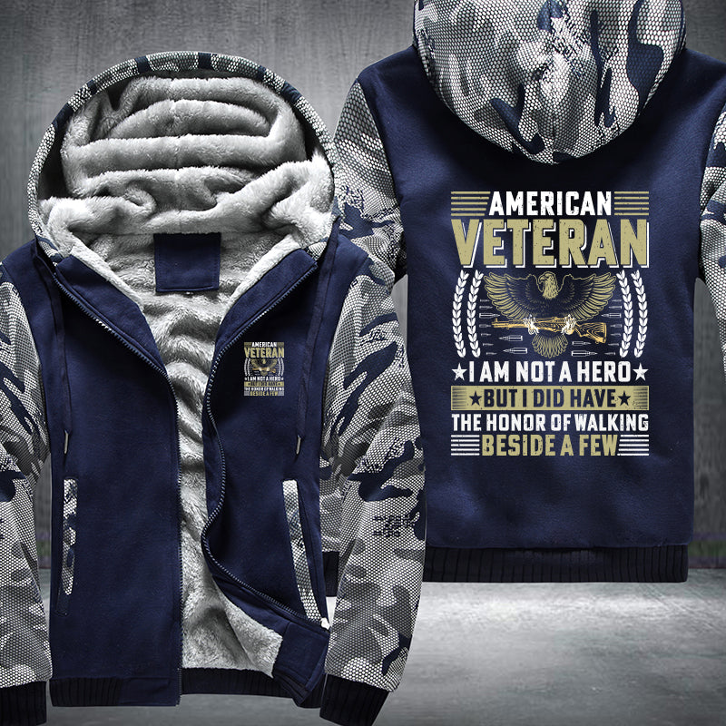 American Veteran I Am Not a Hero fleece jacket in Blue Camo, product view