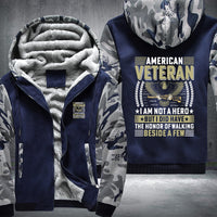 Thumbnail for American Veteran I Am Not a Hero fleece jacket in Blue Camo, product view