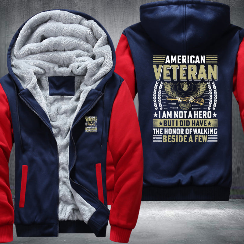 American Veteran I Am Not a Hero fleece jacket in Blue Red, product view