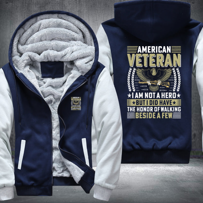 American Veteran I Am Not a Hero fleece jacket in Blue White, product view