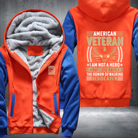 Thumbnail for American Veteran I Am Not a Hero fleece jacket in Orange Blue, product view