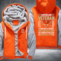 Thumbnail for American Veteran I Am Not a Hero fleece jacket in Orange Grey, product view