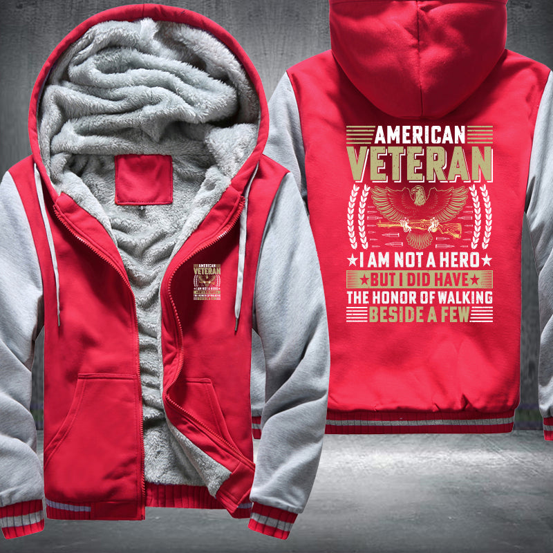 American Veteran I Am Not a Hero fleece jacket in Red Grey, product view