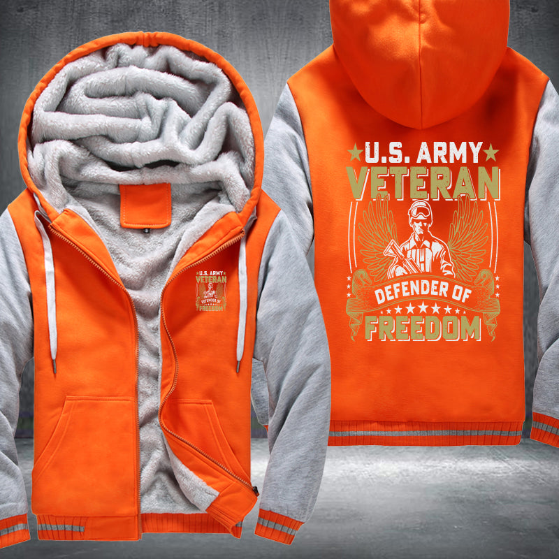 U.S. Army Veteran Defender of Freedom fleece jacket in Orange Grey, product view