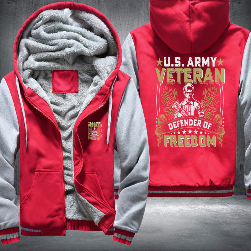 U.S. Army Veteran Defender of Freedom fleece jacket in Red Grey, product view