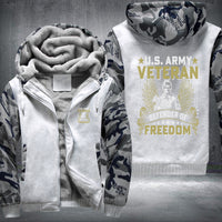 Thumbnail for U.S. Army Veteran Defender of Freedom fleece jacket in White Camo, product view