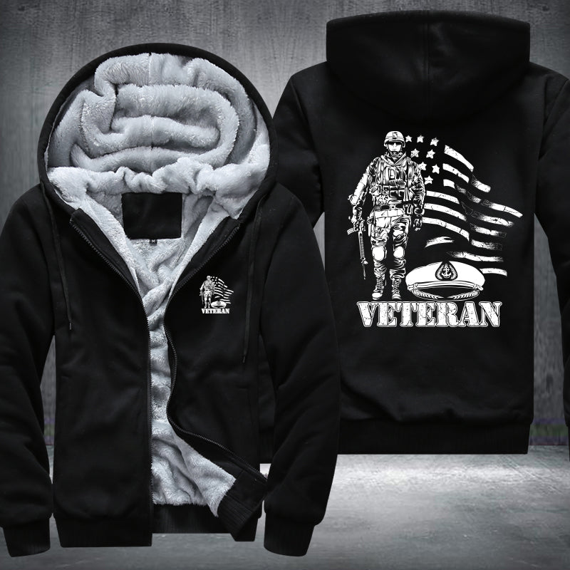 American Flag U.S. Veteran fleece jacket in Black, product view