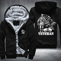 Thumbnail for American Flag U.S. Veteran fleece jacket in Black, product view