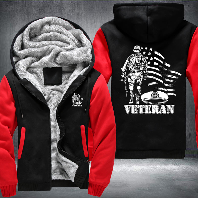 American Flag U.S. Veteran fleece jacket in Black Red, product view