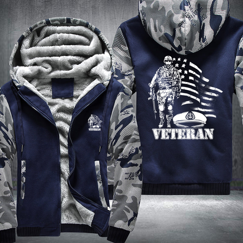American Flag U.S. Veteran fleece jacket in Blue Camo, product view