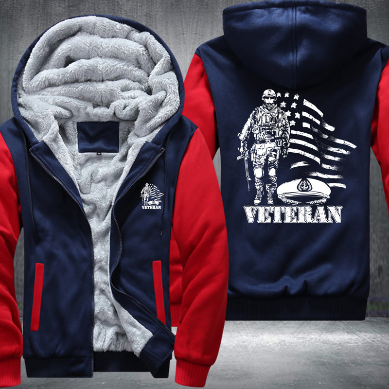American Flag U.S. Veteran fleece jacket in Blue Red, product view