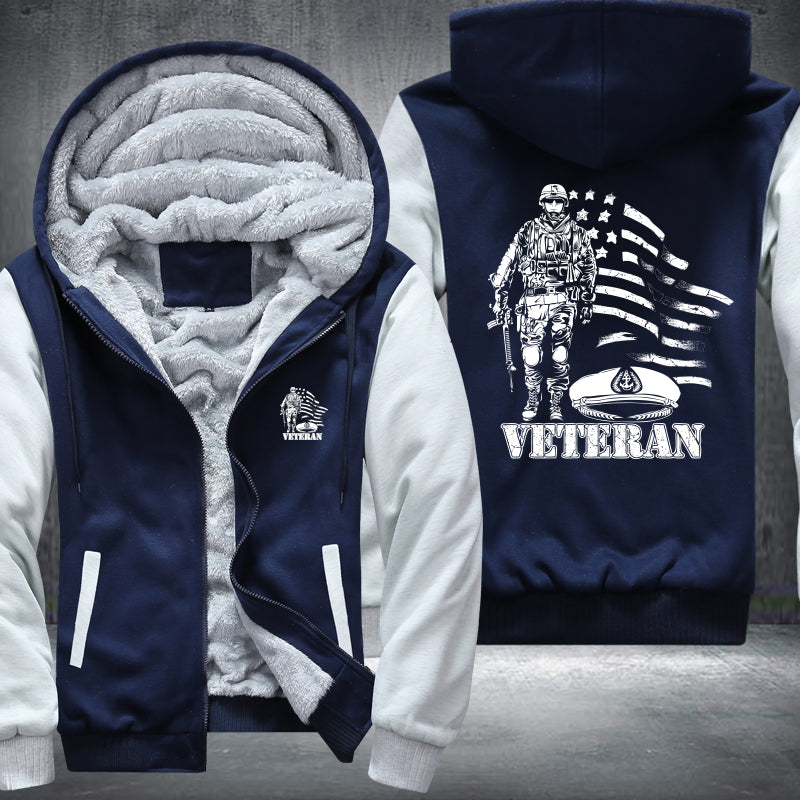 American Flag U.S. Veteran fleece jacket in Blue White, product view