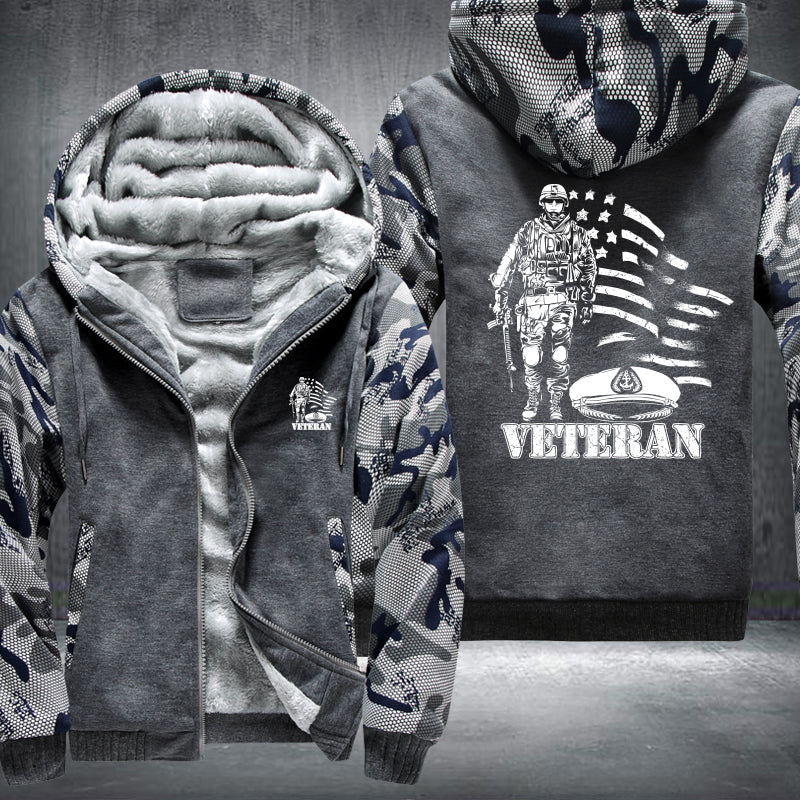 American Flag U.S. Veteran fleece jacket in Grey Camo, product view