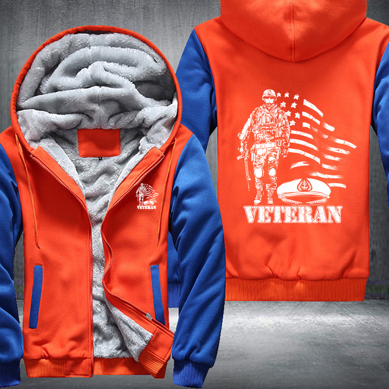 American Flag U.S. Veteran fleece jacket in Orange Blue, product view