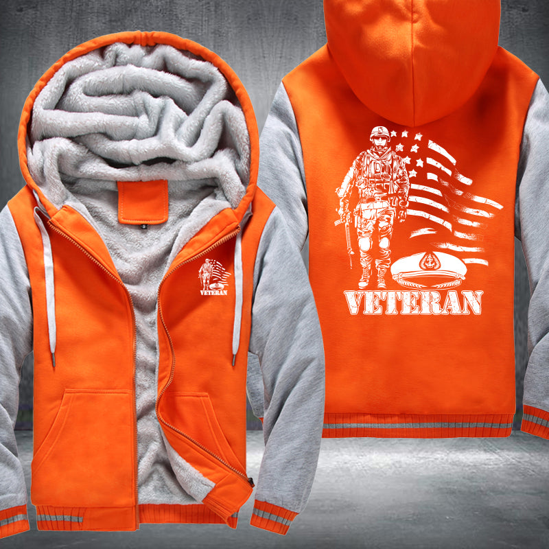 American Flag U.S. Veteran fleece jacket in Orange Grey, product view